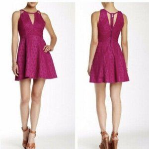 FREE PEOPLE Miss Connections fuchsia cut out lace A-line flare mini party dress